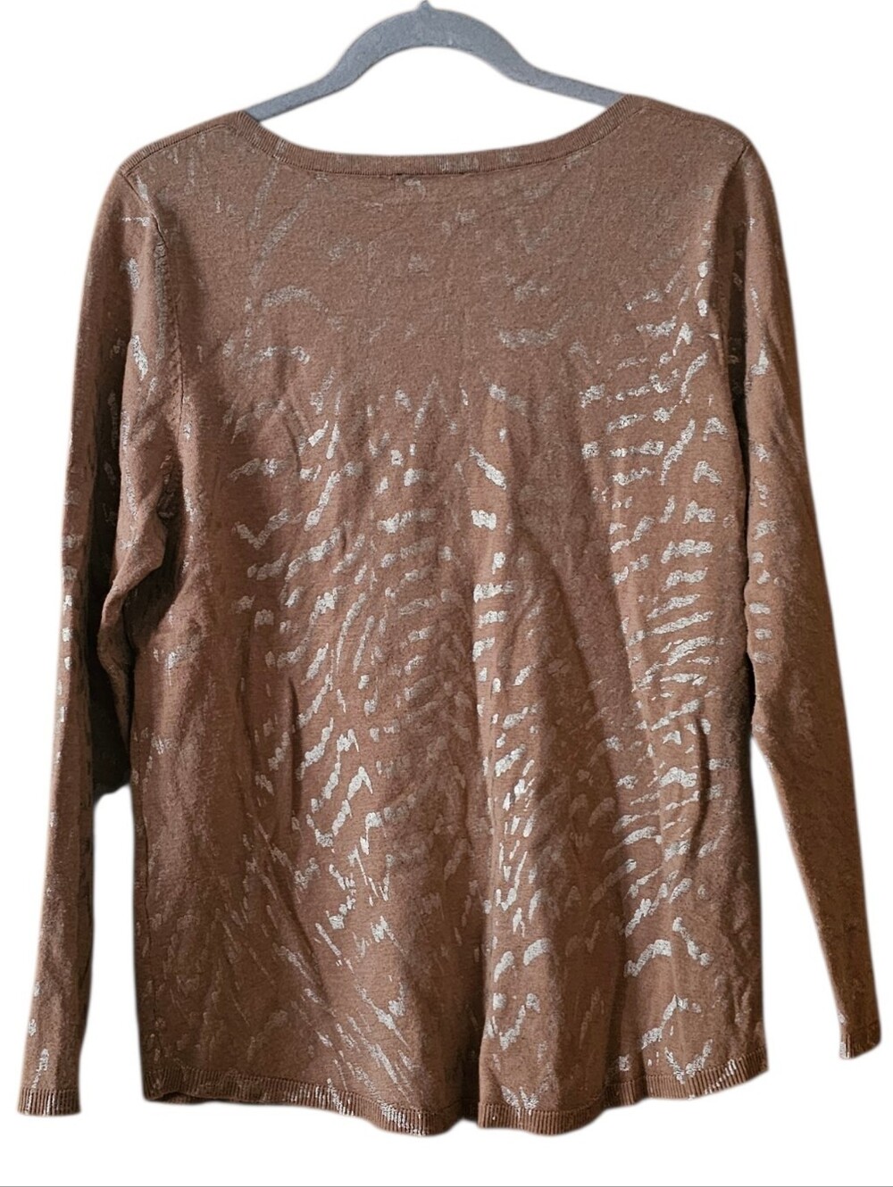 Chico’s Metallic Knit Sweater Women’s Size 2 Gold Shimmer Long Sleeve Top